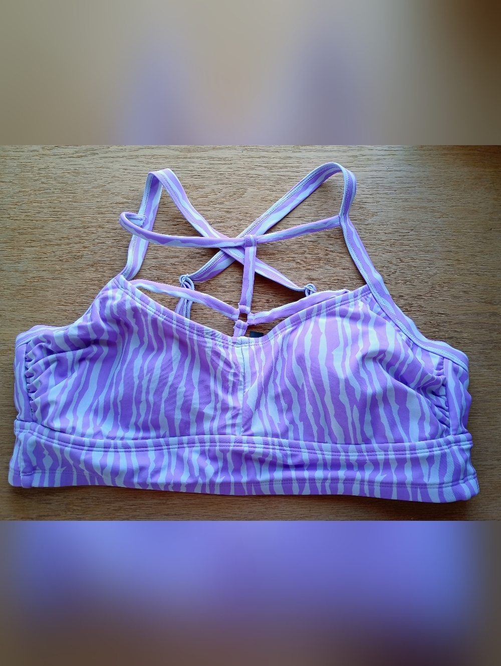 Torrid Purple Zebra Print Strappy Swim Top Plus Size Excellent Condition